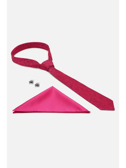 Van Heusen - Men Red Paisley Party Tie & Pocket Square with Cufflink