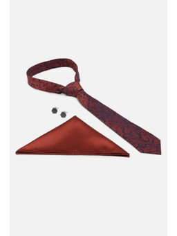 Van Heusen - Men Brown Paisley Party Tie & Pocket Square with Cufflink