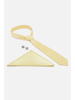 Van Heusen - Men Yellow Paisley Party Tie & Pocket Square with Cufflink