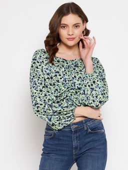 CAMLA - Mint Green Textile Crop Top for Women