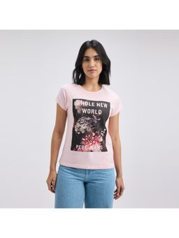 Pepe Jeans - Women Pink Photographic Print Short Sleeve T-Shirt