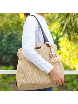 Maisha - Buttercream Ikkat Three Pocket Handbag