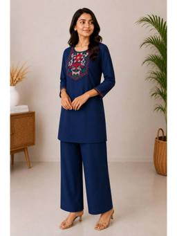 Gahan - Vibrant Navy Blue Embroidered Co-Ord Set