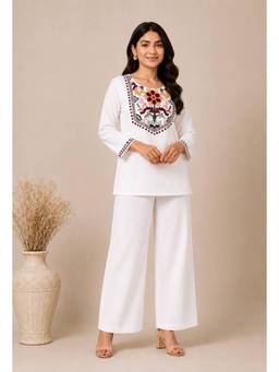 Gahan - Vibrant White Embroidered Co-Ord Set