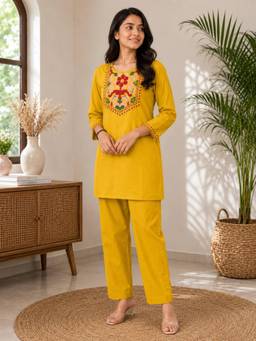 Gahan - Vibrant Yellow Embroidered Co-Ord Set