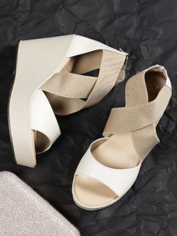 Monrow - Solid-plain Elina Beige Wedges Heels