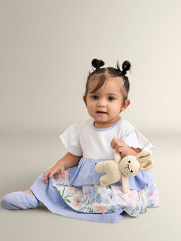 My Milestones - Multicolour Oxford Chambray Printed Tiered Dress