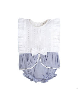 My Milestones - Colourblock Pure Cotton Eyelet Short Rompers