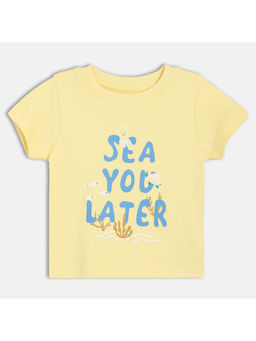 MINI KLUB - Yellow Knit Typography Print T-Shirt