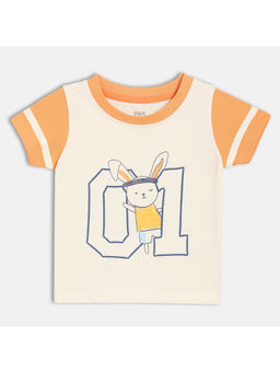 MINI KLUB - Cream Cotton Animal Printed T-Shirt
