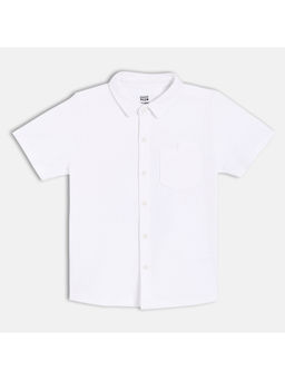 MINI KLUB - White Cotton Half Sleeves Solid Shirt