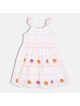 MINI KLUB - White Cotton Sleeveless Checked Dress