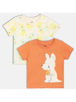MINI KLUB - Pink & Orange Cotton Animal Printed T-Shirts (Pack of 2)