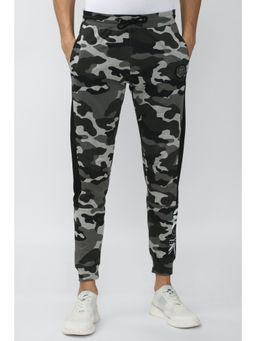 Peter England - Men Grey Camouflage Casual Track Pants
