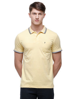 Classic Polo - Men Cotton Solid Half Sleeve Slim Fit Polo Neck Yellow Color T-Shirt