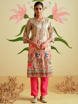 Jaipur Kurti - Printed Straight Kurta & Pant (Set of 2)