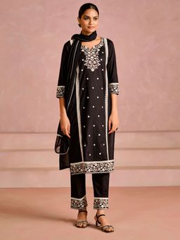 Jaipur Kurti - Embroidered Straight Pure Cotton Kurta & Pant with Dupatta (Set of 3)