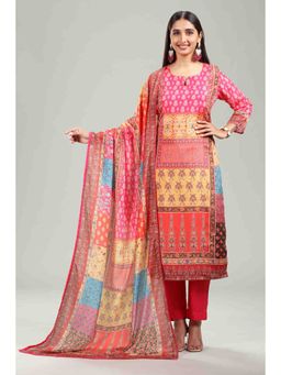 Cotton Culture - Multicolor Cotton A Line Printed Kurta & Pant with Dupatta (Set of 3)