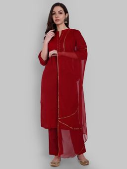 Mera Rang - Dopahar Red Kurta & Pant with Dupatta (Set of 3)