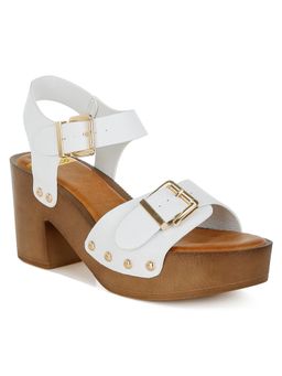 Rag & Co - White Genuine Leather Sandal Heels