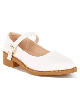 London Rag - Women White Faux Leather Mary Jane Heels