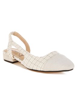 London Rag - Women Off White Tweed Slingback Sandal Heels