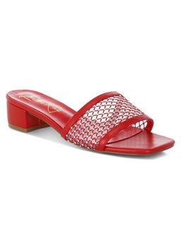 London Rag - Women Red Rhinestone Studded Slip On Heels