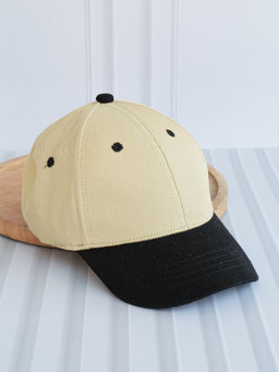 DukieKooky - Cream Colorblock Casual Polyester Cap (M)