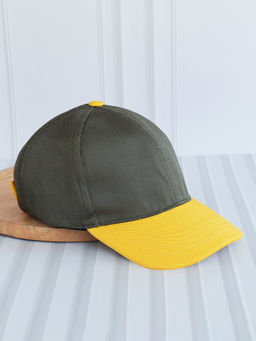 DukieKooky - Olive Colorblock Casual Polyester Cap (M)