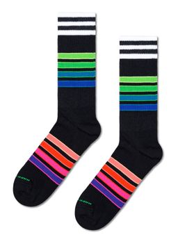 Happy Socks - Unisex Black Street Stripe Sneaker Socks