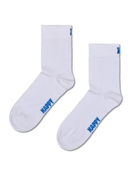 Happy Socks - Unisex White Solid 1/2 Crew Socks