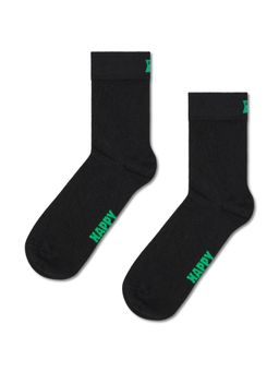 Happy Socks - Unisex Black Solid 1/2 Crew Socks