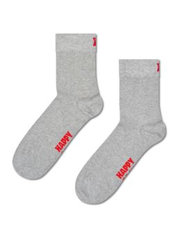Happy Socks - Unisex Grey Solid 1/2 Crew Socks