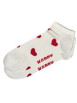 Happy Socks - Unisex White Heart low Socks