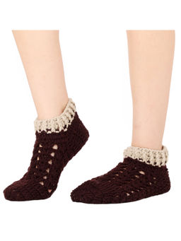 Bharatasya - Handmade Crocheted Designer Woolen Thermal Footie Home Socks