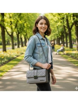 TEXTILE AND BEYOND - Chic Gray Multi Compartment Sling Bag