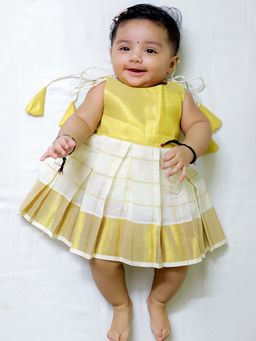 BownBee - Off White South Indian Sleeveless Cotton Dress