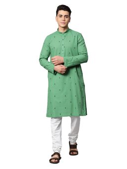 Manthan - Mens Printed Blended Cotton Kurta (Green)
