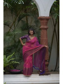 Suta - Women's Pink Floral Saree Without Blouse