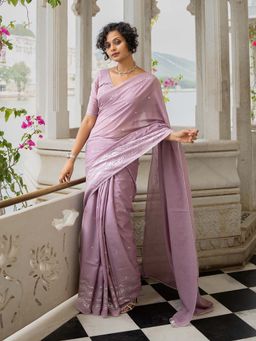 Suta - Women's Lavender Woven Saree Without Blouse