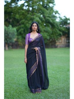 Suta - Women's Black Woven Saree Without Blouse