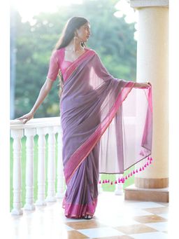 Suta - Women's Lavender Woven Saree Without Blouse