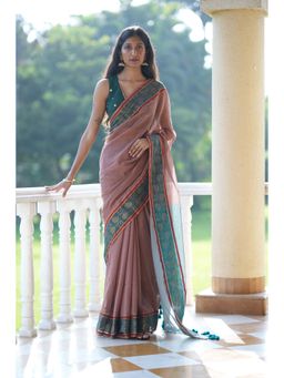 Suta - Women's Brown Woven Saree Without Blouse