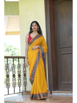 Suta - Women's Mustard Woven Saree Without Blouse