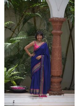 Suta - Women's Blue Woven Saree Without Blouse