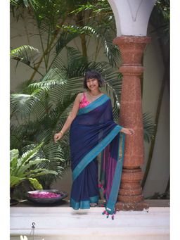Suta - Women's Blue Woven Saree Without Blouse