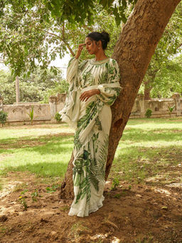 17 : 17 by Simmi Saboo - White Saree with Stitched Blouse