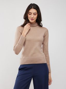 FableStreet - Beige Livsoft Turtle Neck Sweater