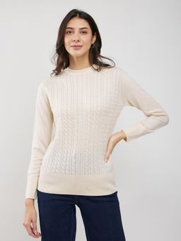 FableStreet - Off White Livsoft Cable Knit Sweater