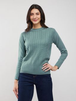 FableStreet - Green Livsoft Cable Knit Sweater
